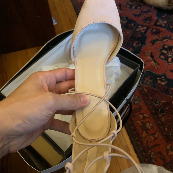 Formal High Heel Shoes w/ Ankle Straps Beige Pink - Picture 3 of 7